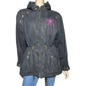 Skea Paris Vail Vintage Size 6 Black Sunburst Beaded Tassel Sueded Winter Jacket